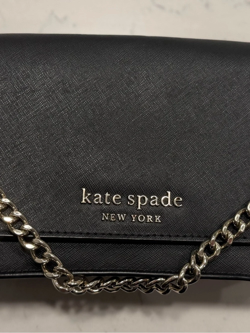 Kate Spade New York Laurel Way Greer Black Leather Chain Shoulder Bag NWOT